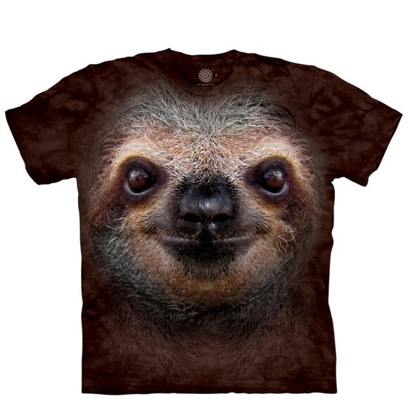 The Mountain Big Face Sloth T-Shirt L 100% Cotton Hand-Dyed Brown - Picture 1 of 3